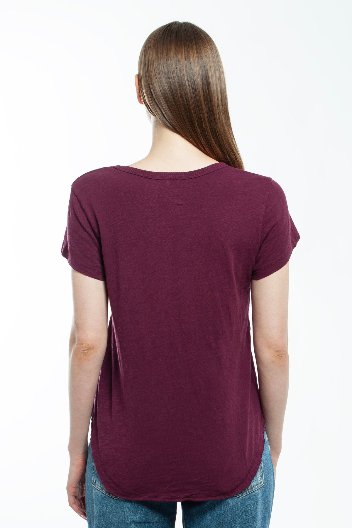 Short Sleeve Shrunken V-Neck Shirttail