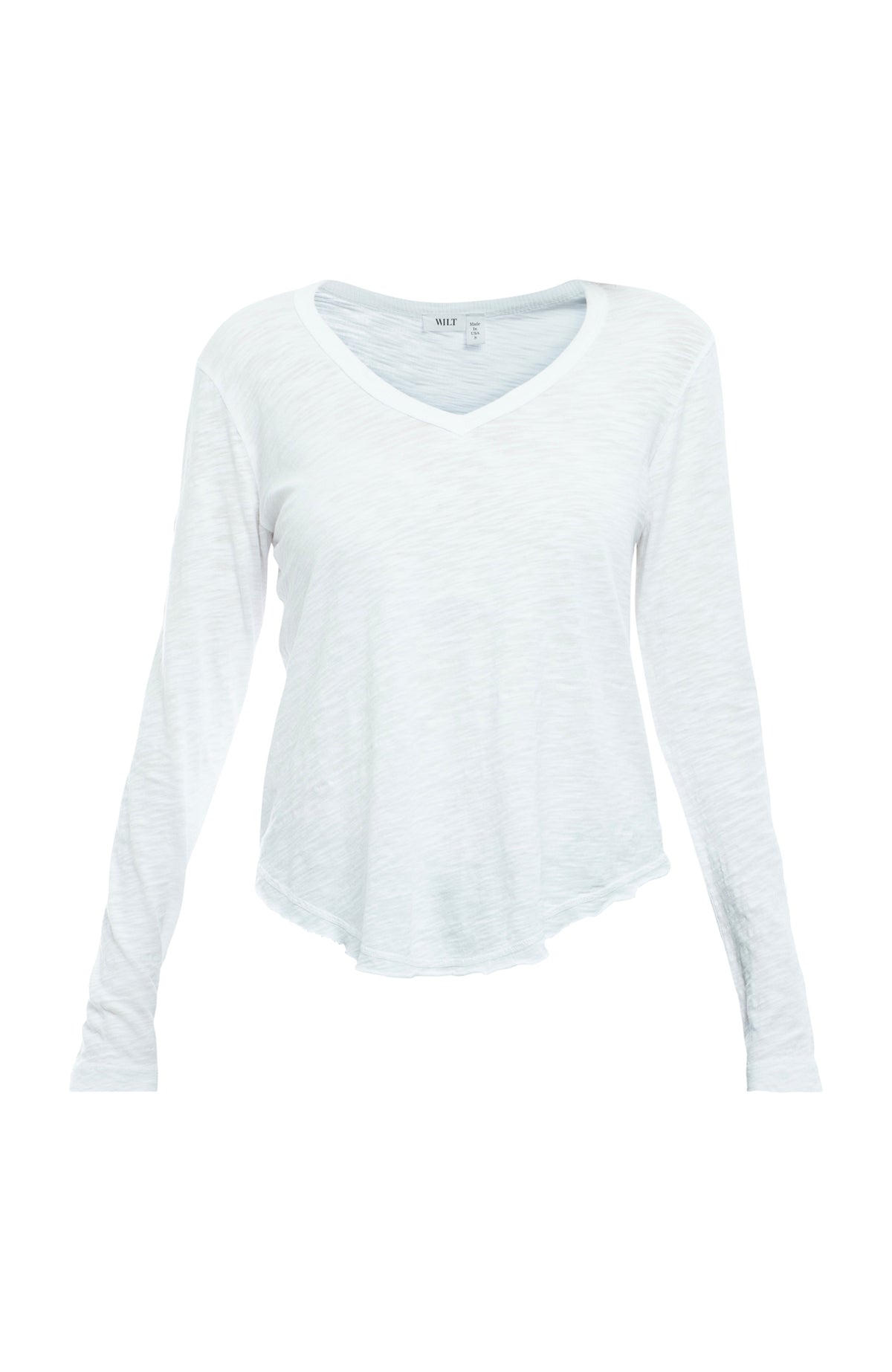 Long Sleeve V-Neck w/ Raw Hem Shirttail