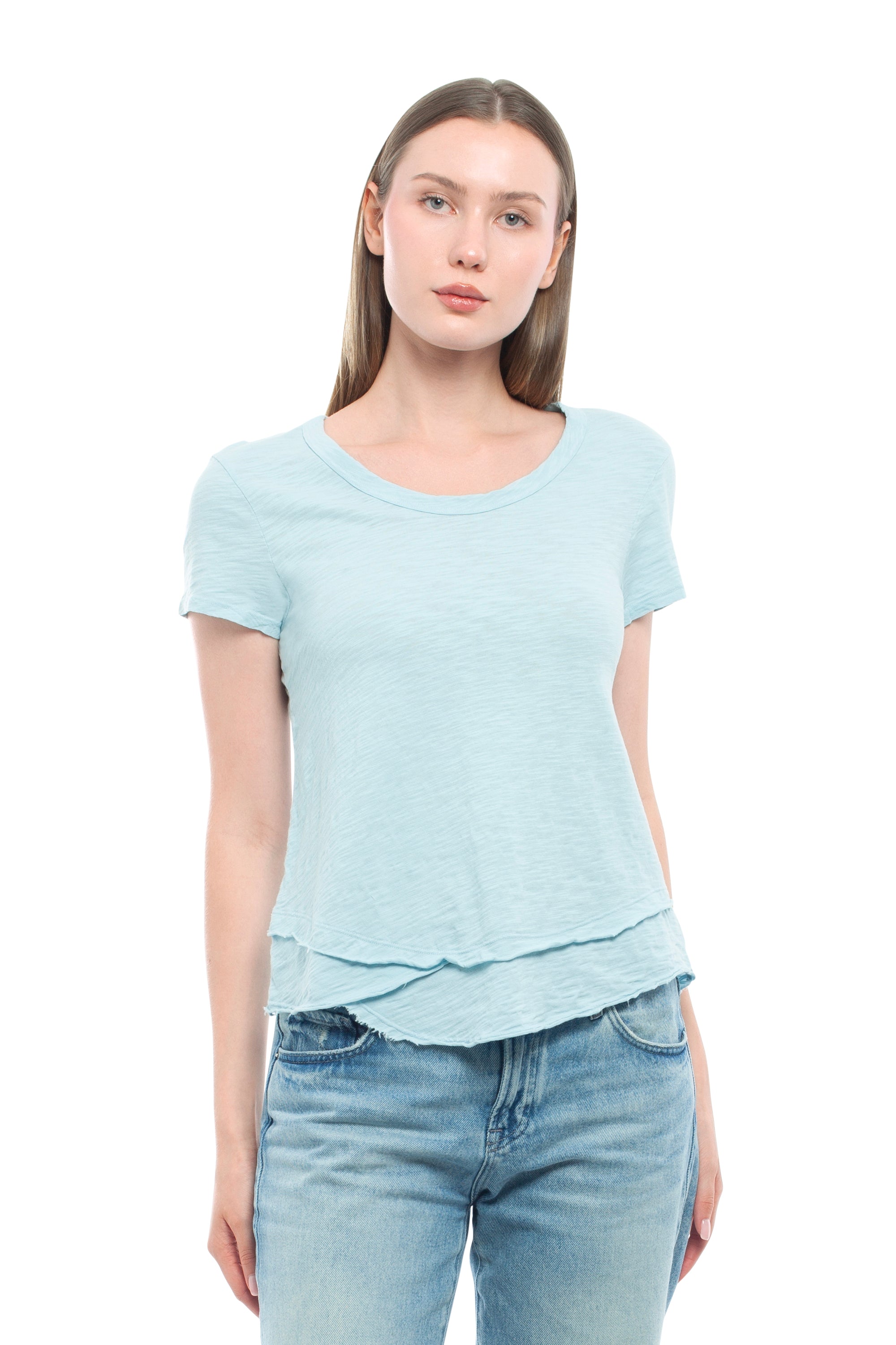 Short Sleeve Mock Layer Tee