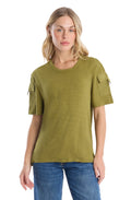 Round neck short sleeve hi-lo