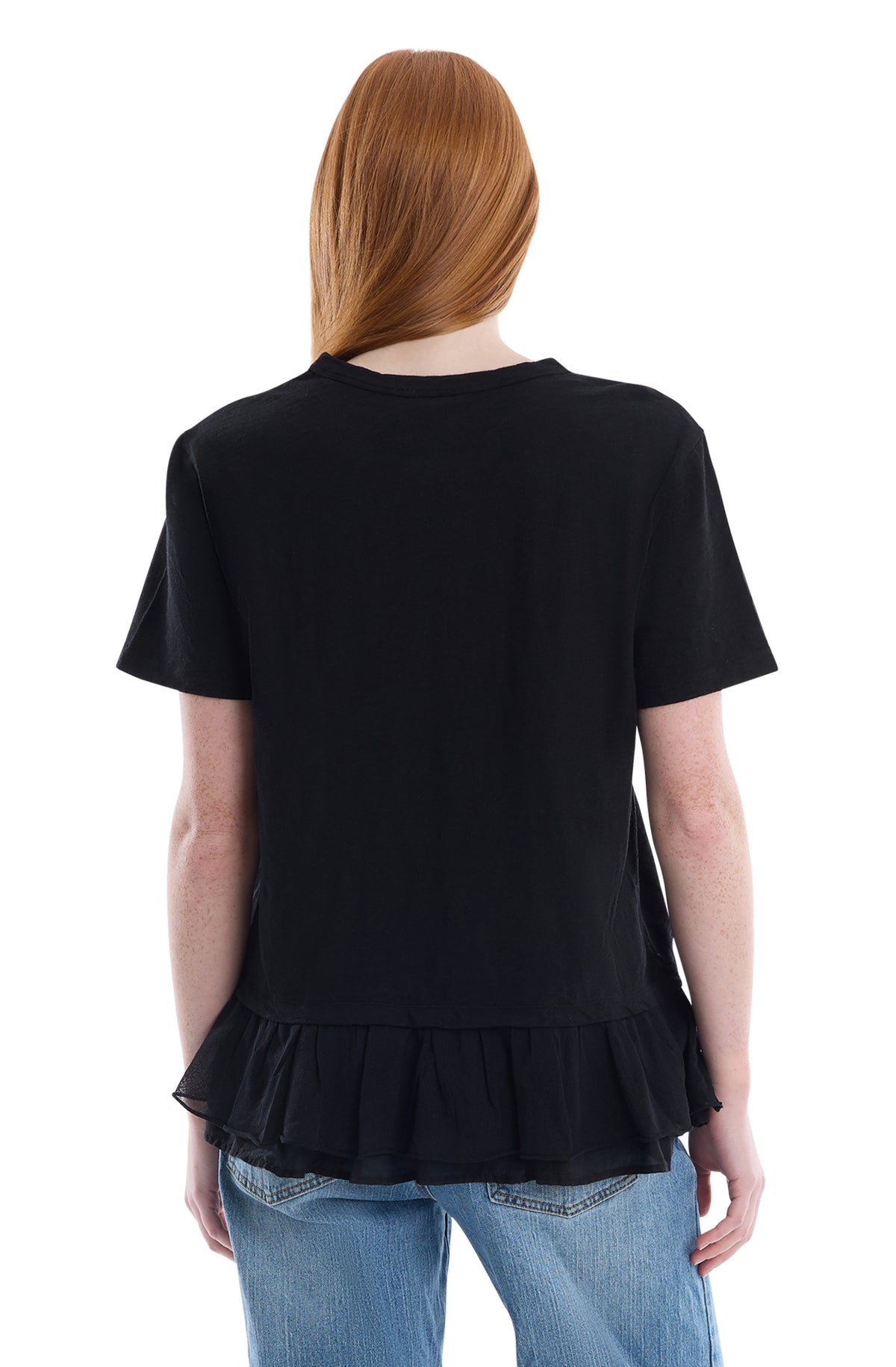 Short sleeve mixed media tee